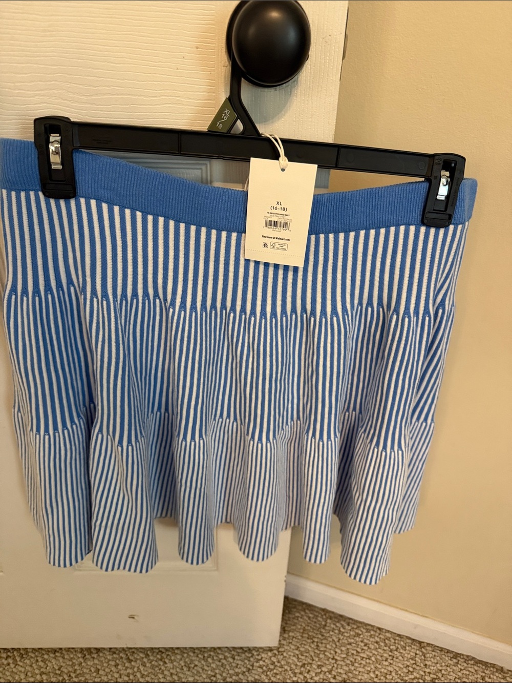Blue & White Striped Knit Circle Skirt